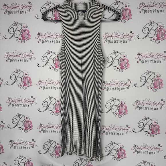Soprano dress Striped Sleeveless turtleneck high neck stripes stretchy Dress - Picture 1 of 7